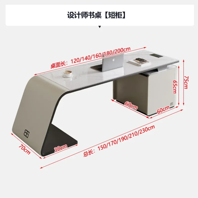 High end light luxury stone table, high-end office desk and chair combination, home L-shaped computer, high-end medical beauty