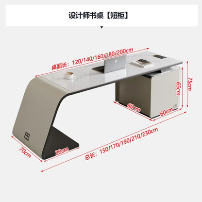 High end light luxury stone table, high-end office desk and chair combination, home L-shaped computer, high-end medical beauty