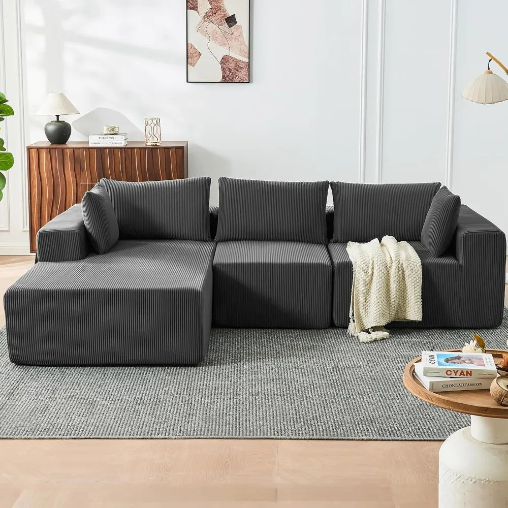 109" Cloud Sectional Couch, Boneless Couches for Living Room, Modular Sectional Sofa with Deep Seat, L-Shape Couch with Chaise
