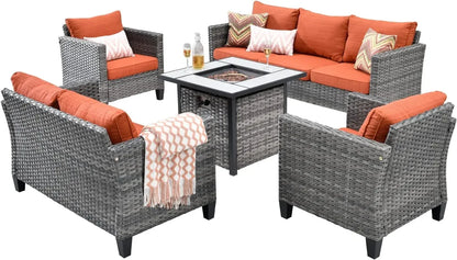 K 7-piece Outdoor Terrace Segmented Sofa Gray PE Wicker Furniture Dialogue Set Outdoor Sessions Gardens Sets Garden Patio