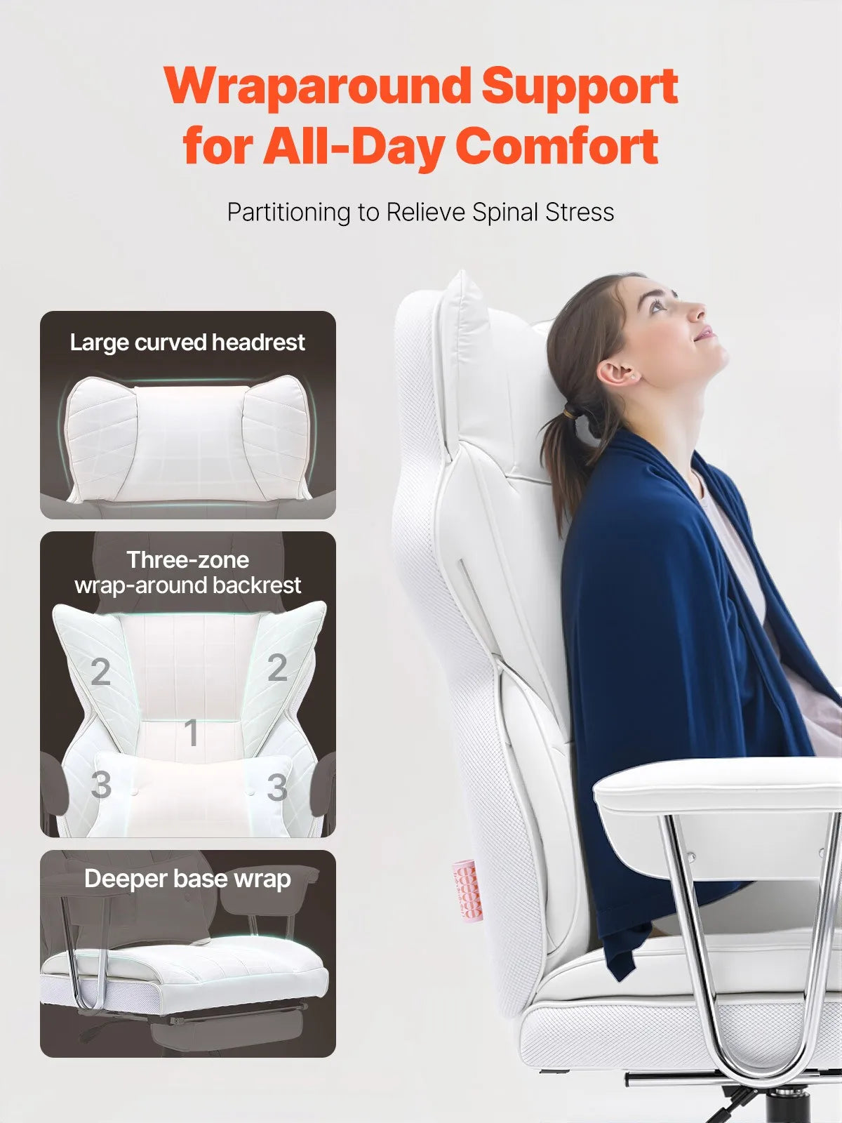 Uimoso Executive Office Chair Reclining Office Chair with Footrest 90-120°