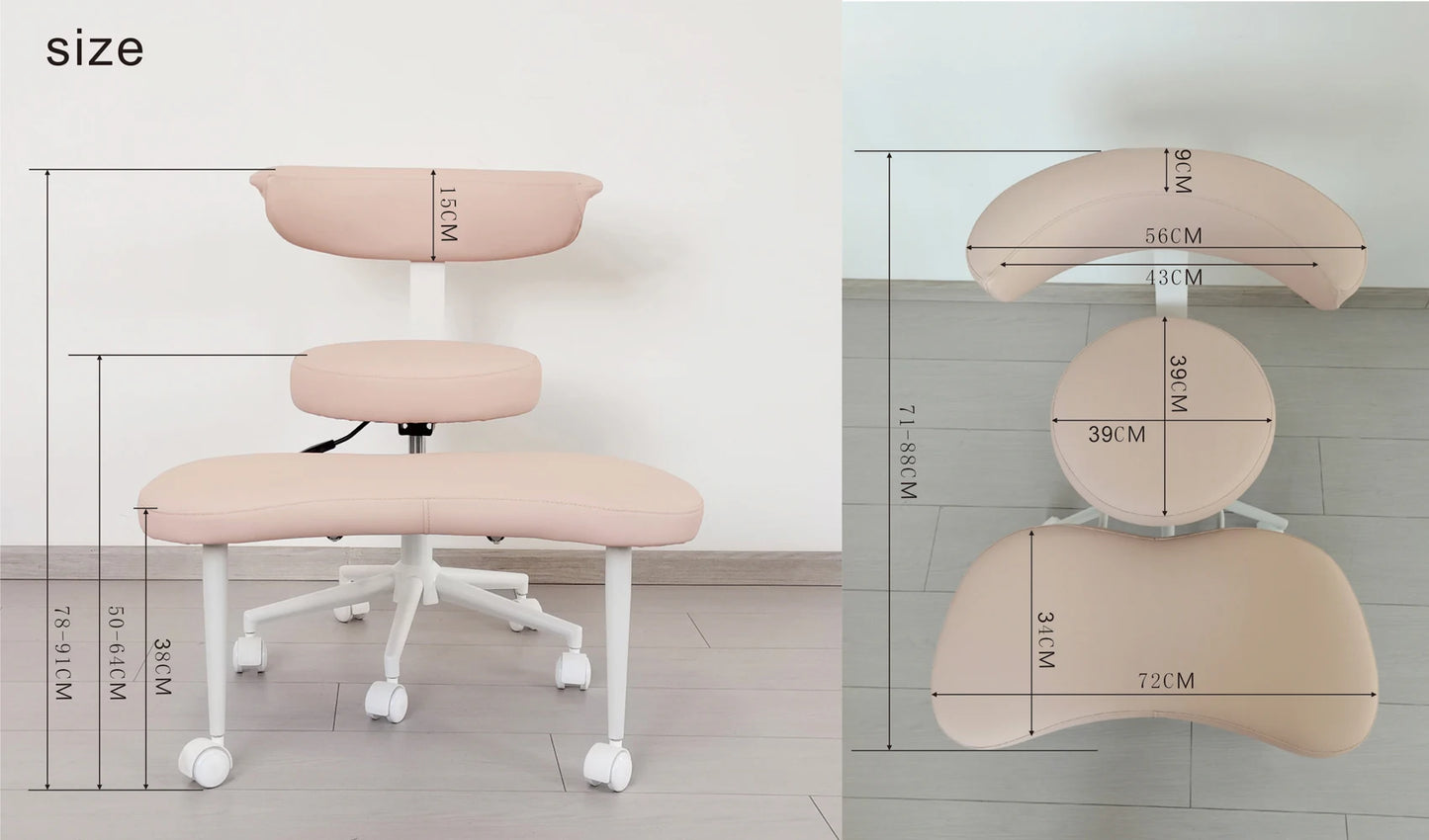 Cross Legged Chair - Meditation Chair With Wheels  ADHD Chair Height Adjustable Seat  Adjustable Footstool