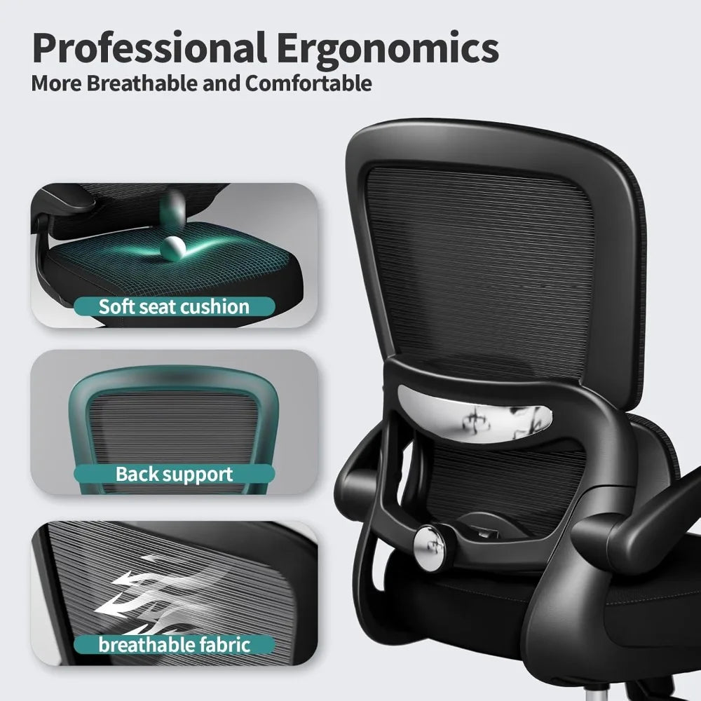 Ergonomic Office Chair with Adjustable Lumbar Support, Mesh Computer Chair for Home Office