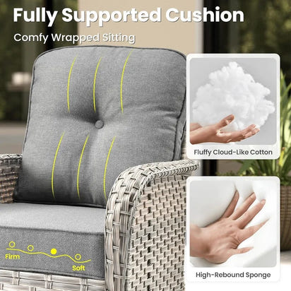 8 Pieces Patio Furniture Set Outdoor Sectional Sofa Couch with Rocking Swivel Chairs Deep Seat Chaise Comfy Cushions, Mode