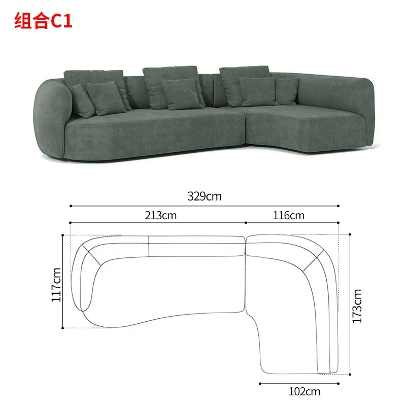 M78 Minimalist sofa large apartment living room special-shaped corner fabric, modular combination sofa