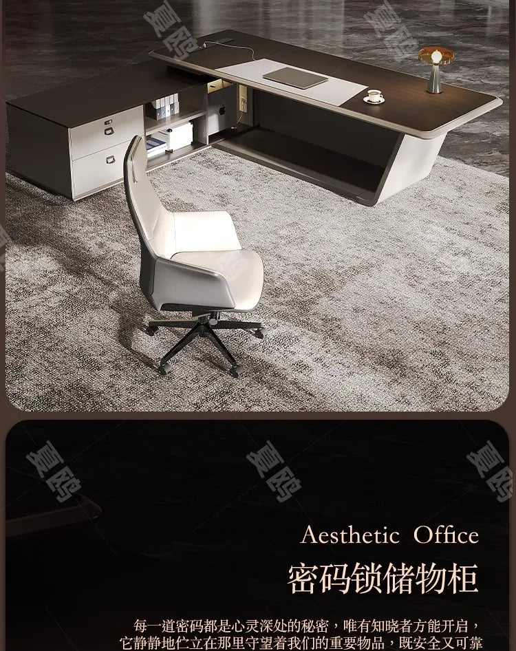 High Quality Light LuxuryOffice Desk Boss L Shaped Work Manager Computer Desks Executive Shelf Escritorio Oficina Furniture