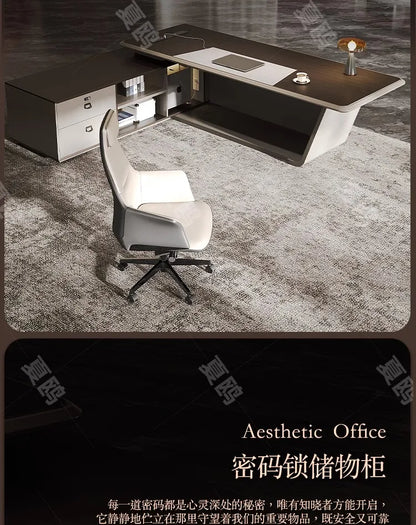High Quality Light LuxuryOffice Desk Boss L Shaped Work Manager Computer Desks Executive Shelf Escritorio Oficina Furniture