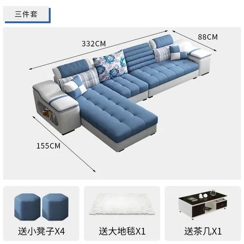 Removable and Washable Latex Free Wash Technology Fabric Sofa Combination Simple Living Room, Living Room Furniture