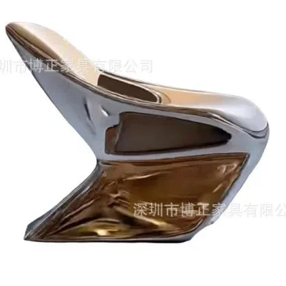 Leisure chair living room balcony single sofa modern negotiation chair bright hollow electroplating chair