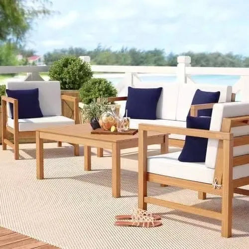 Leisure Outdoor wood Furniture waterproof villa sectional garden solid teak  wood outdoor sofa