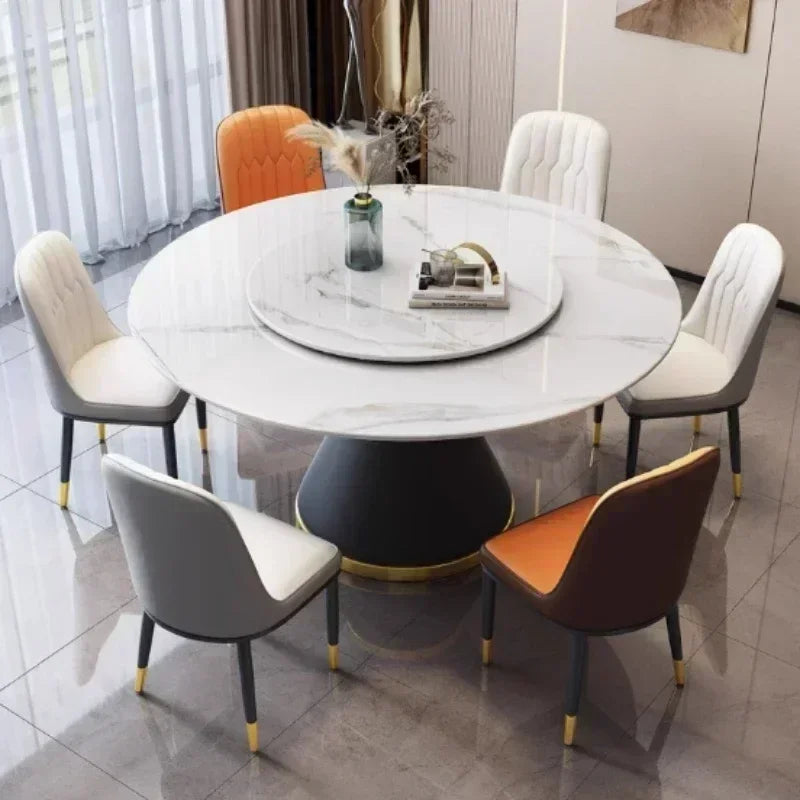 Round Sliding Table Luxury Table Stainless Steel Kitchen Islands Transparent Mesa Comedor Garden Furniture Sliding Dining Wash