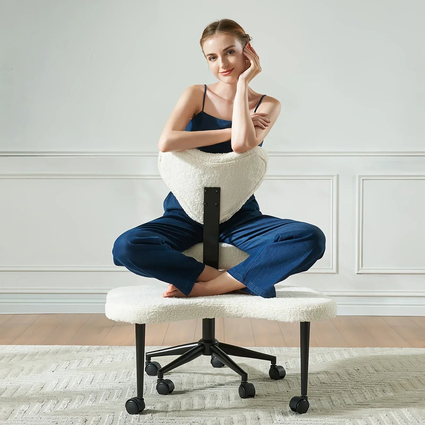 Cross Leg  Meditation with Wheels, ADHD  Height Adjustable Seat, Adjustable Footstool Chair Gaming Game