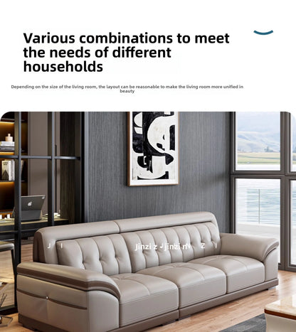 LH leather sofa first layer cowhide modern simple size apartment living room solid wood combination