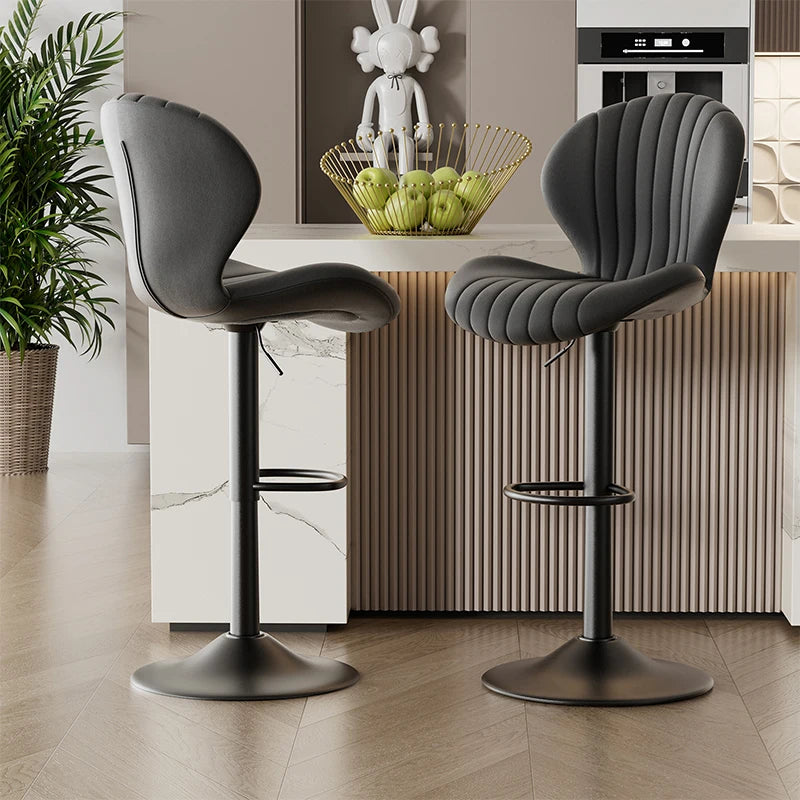 2pcs Bar Chair, 360° Rotating, Adjustable Height, Artificial Leather Upholstered With Backrest, Suitable For Dining Room