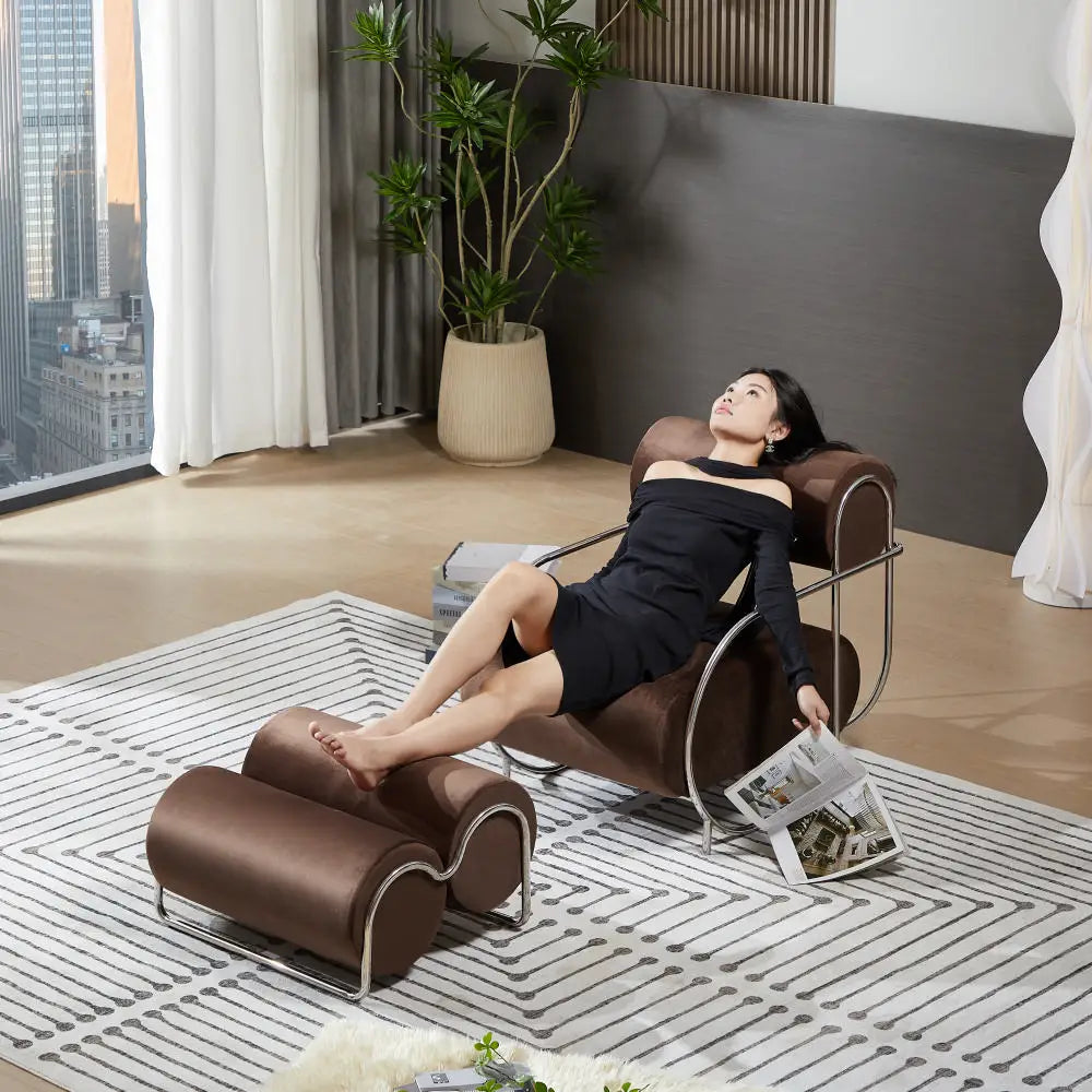 Living room balcony lazy leisure recliner antique cafe single sofa  FT