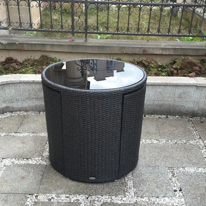 Balcony Rattan Garden Furniture Set 3-piece Patio Leisure Table and Chairs Courtyard Terrace Outdoor Round Table and Chairs T