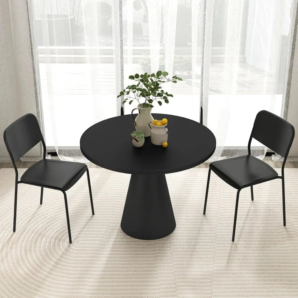 Set of 4 Stackable Metal Dining Chairs - Lightweight Kitchen Chairs with Tilt Backrest and Strong Metal Legs, Suitable for Indoo