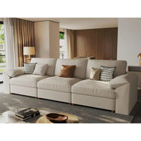 3 Seater Deep Seat Sectional Sofa,Scratch Resistant Faux Leather Material, Oversized Modular Couch for Living Room