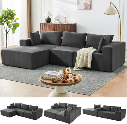 109" Cloud Sectional Couch, Boneless Couches for Living Room, Modular Sectional Sofa with Deep Seat, L-Shape Couch with Chaise