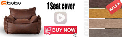 OTAUTAU 3-seat Retro Faux Leather Bean Bag Sofa Cover SF003【No Filler Inside ! You Need To Buy The Filler By Yourself！】