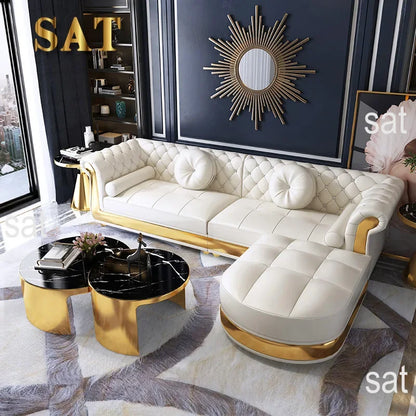 for Luxury corner reclining sofa living room comfy leather couch chesterfield sofa set furniture