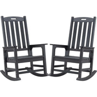 Oversized Outdoor Rocking Chair Set of 2, Porch Rocker with 21" Wide Seat and 32" Tall Backrest, Pre-Assembled with Most Compon