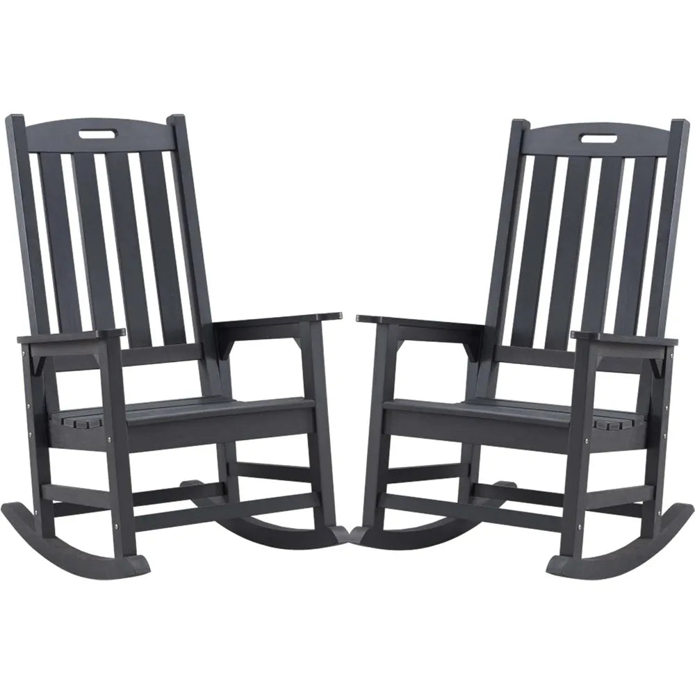Oversized Outdoor Rocking Chair Set of 2, Porch Rocker with 21