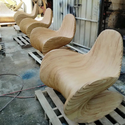 Bespoke Unique Shaped Leisure Chair Minimalist Design Accent Solid Wood Armchair for Home Hotel Art Furniture