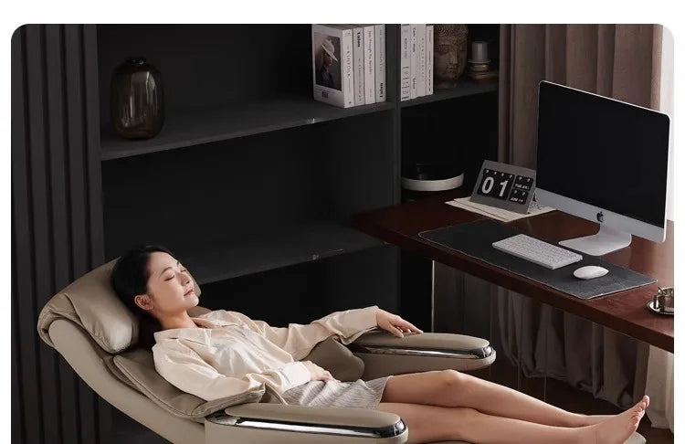 Senior Leather Office Chairs Ergonomic Comfortable Adjust Recliner Office Chairs Mobile Luxurious Furniture Silla Oficina LXOC