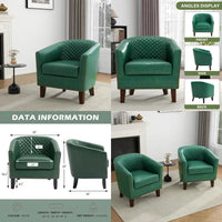 Modern Club Armchair with Faux Leather Upholstery, Comfortable Accent Chair for Living Room, Nailhead Trim, Single Sofa with Sty