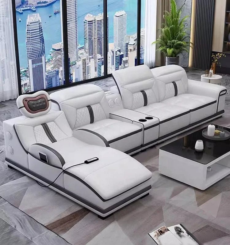 Living room multi-functional smart sofa, electric massage sofa, leather smart massage sofa