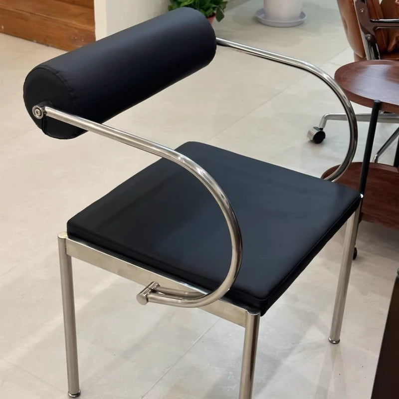 Vintage Designer Dining Chair with Stainless Steel Frame Study Room Seat Bedroom Dressing Table Makeup Stool Home Kitchen Chairs