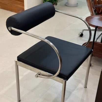Vintage Designer Dining Chair with Stainless Steel Frame Study Room Seat Bedroom Dressing Table Makeup Stool Home Kitchen Chairs