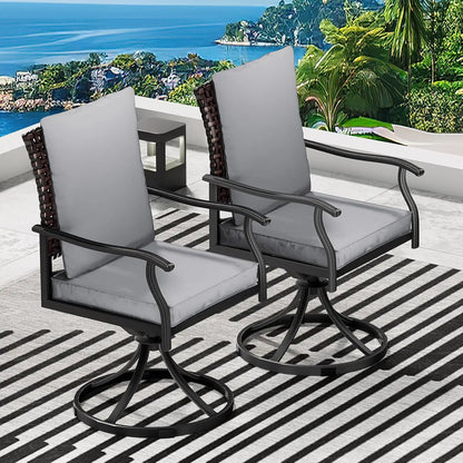 5 Piece Outdoor Patio Dining Set with 4 Swivel Dining Chairs & 1 Large Round Dining Table,Bistro Furniture Set , Customized