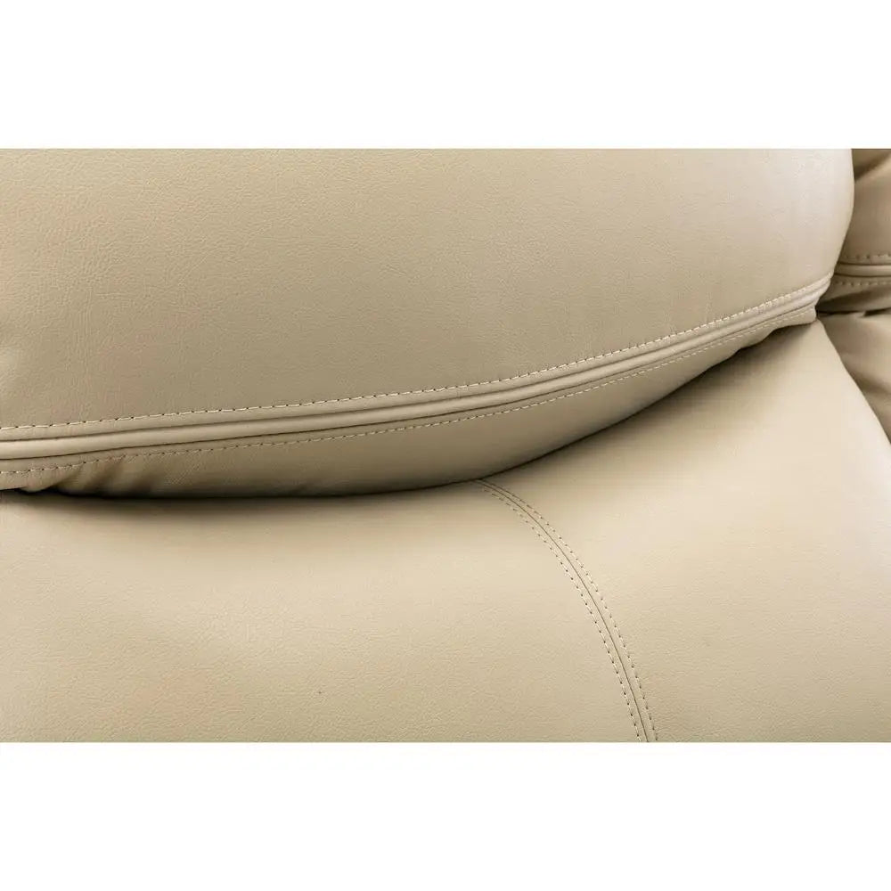 Cream Manual Recliner Loveseat Sofa Set 1+2+3 Seater Pillow Top Arms Pocket Spring Seating Leather Upholstery