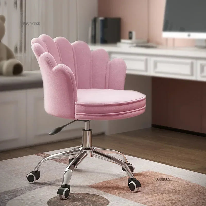 Creative Simple Fabric Petal Office Chairs Household Bedroom Gaming Chairs Lift Backrest Computer Chair for Study Desk Chair WW