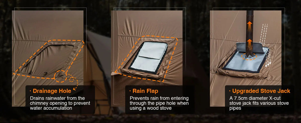 Onetigris ASH Hammock Canopy 4 Person Camping Hot Tent with Stove Jack 4 Season Waterproof Windproof for Survivalist Hiking