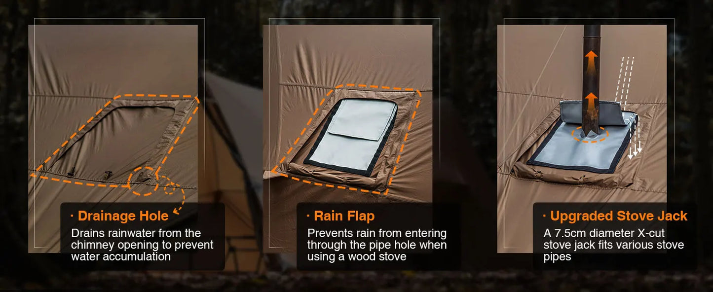 Onetigris ASH Hammock Canopy 4 Person Camping Hot Tent with Stove Jack 4 Season Waterproof Windproof for Survivalist Hiking
