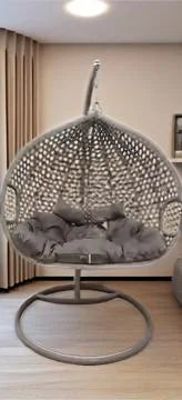 Swing Outdoor Furniture Rope Chair Modern Wicker Rattan Balcony Garden Hanging Double Egg Swing Chair with Metal Bracket