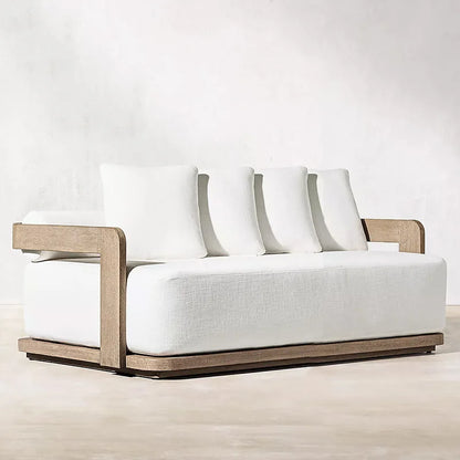 Teak outdoor sofa courtyard preservative wood furniture outdoor leisure sofa garden terrace old solid wood sofa chair