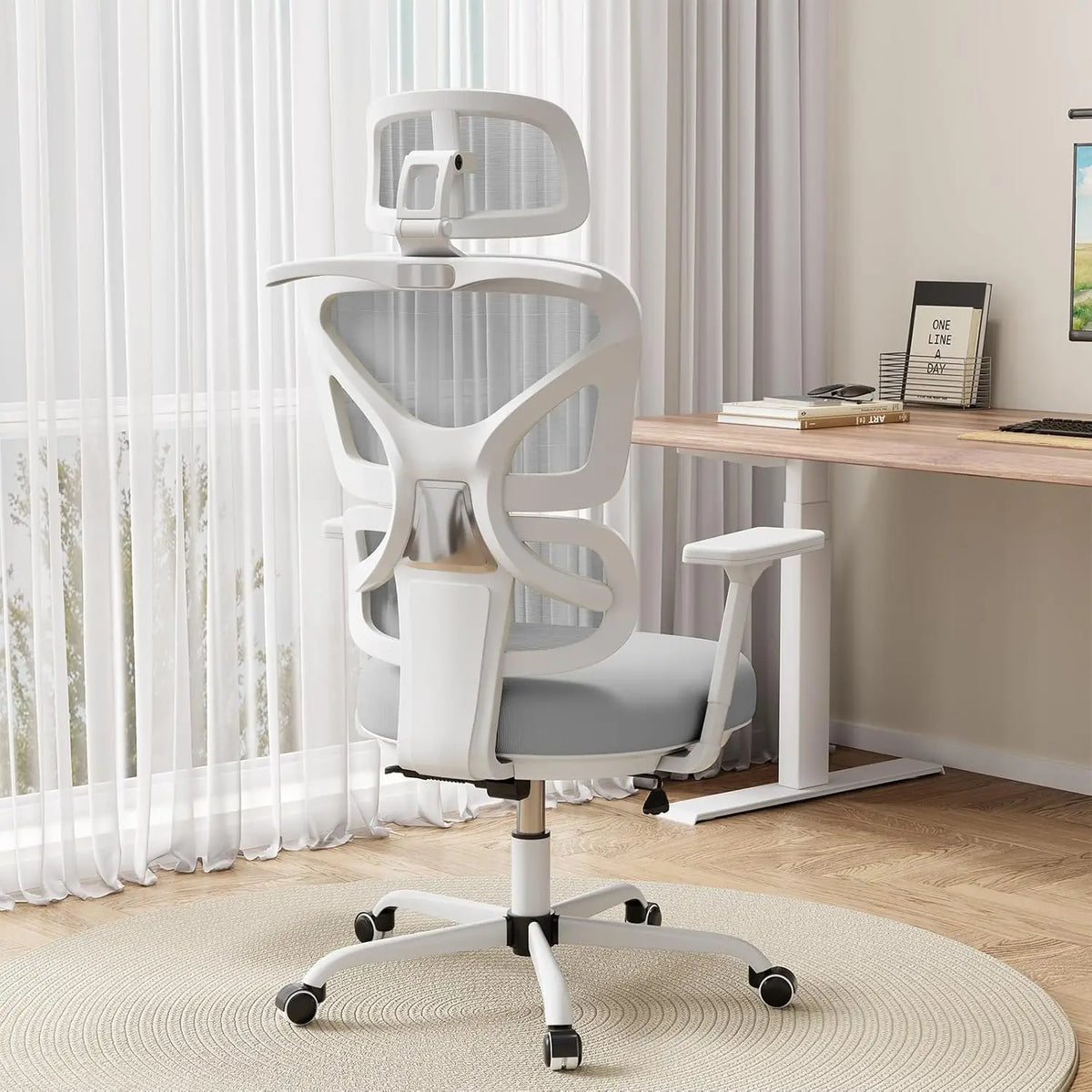 Ergonomic Office Chair Mesh Desk Chair with Lumbar Support and Headrest, High Back Computer Chair with Armrest and, Customized