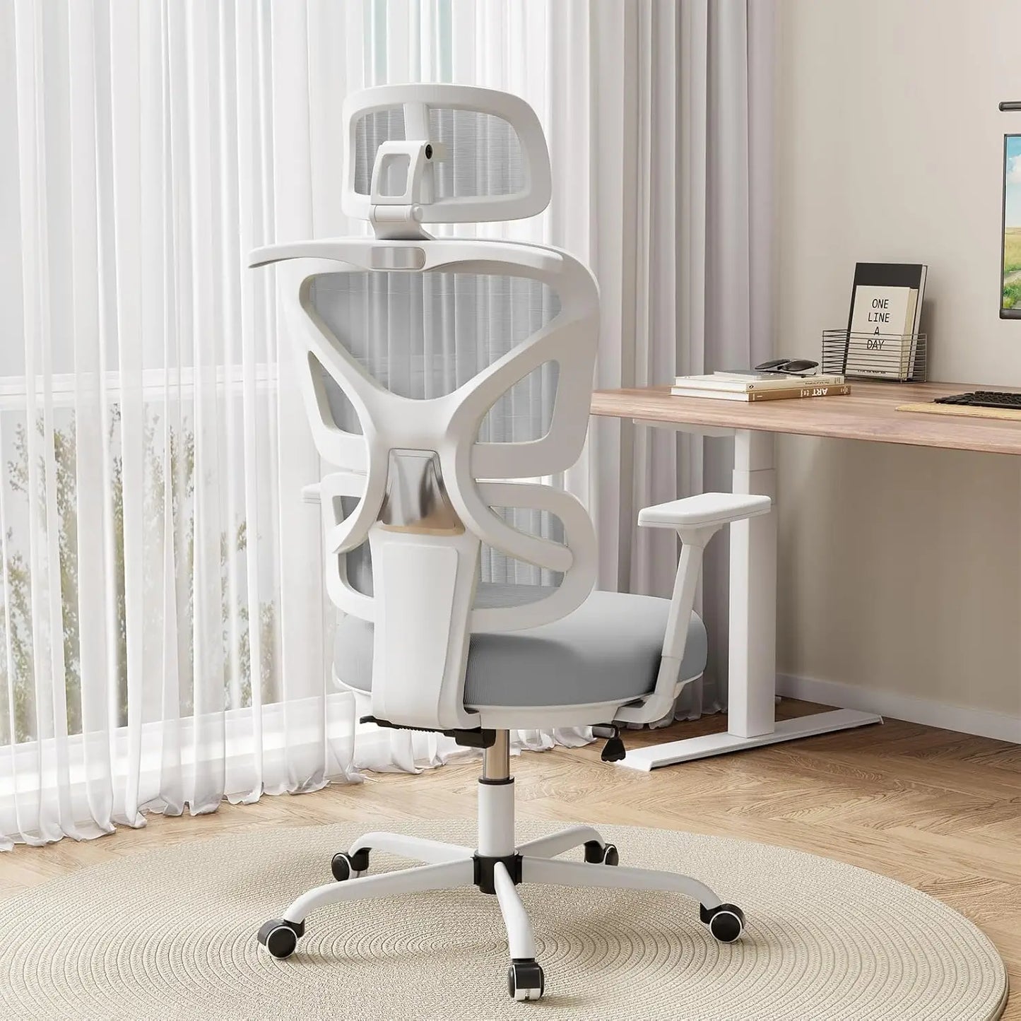 Ergonomic Office Chair Mesh Desk Chair with Lumbar Support and Headrest, High Back Computer Chair with Armrest and, Customized