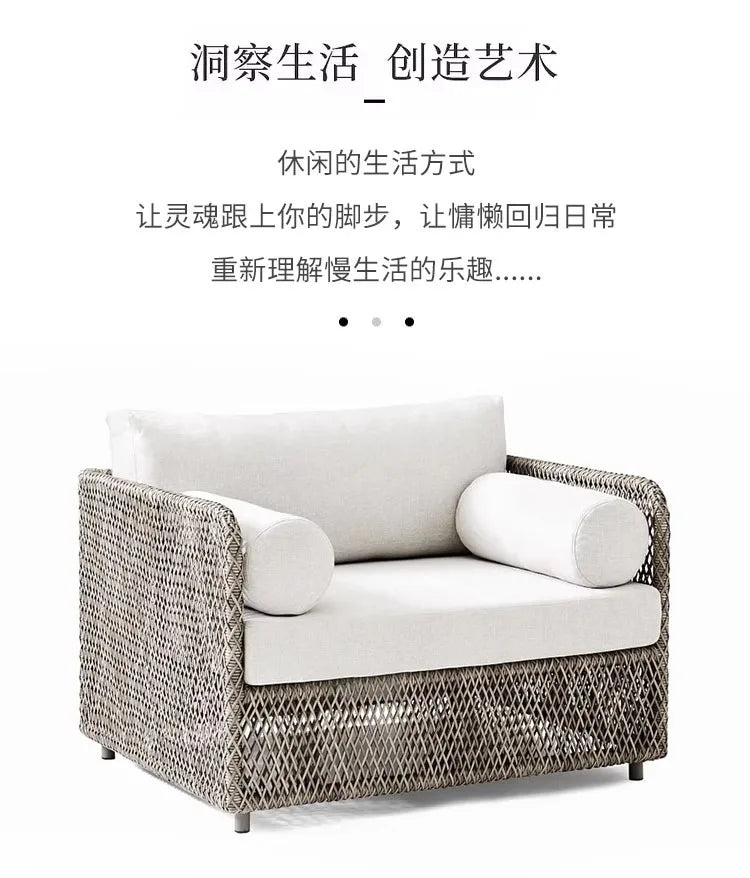 Leisure Rattan Outdoor Sofas Villa Design Decoration Creative Hotel Garden Sofas Advanced Balcony Furniture Gartenstuhl Lshysf