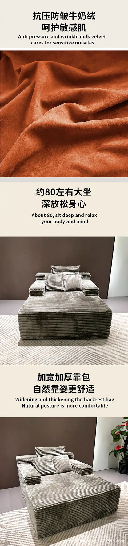 SofaVacuum Compression Sofa Living Room Villa Bedroom Cinema Lounge Chair Fabric Big Stripe Lazy Sofa Bed