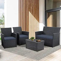 7-Piece Outdoor Patio Furniture Set: Wicker Sectional Sofa with Rattan Modular Conversation Area and Cushions