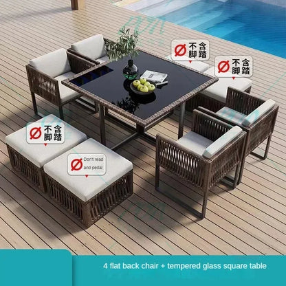 Terrace Garden Rattan Outdoor Chair Leisure Tea Table Patio Outdoor Furniture Set Outdoor Table and Chairs Garden Furniture Sets