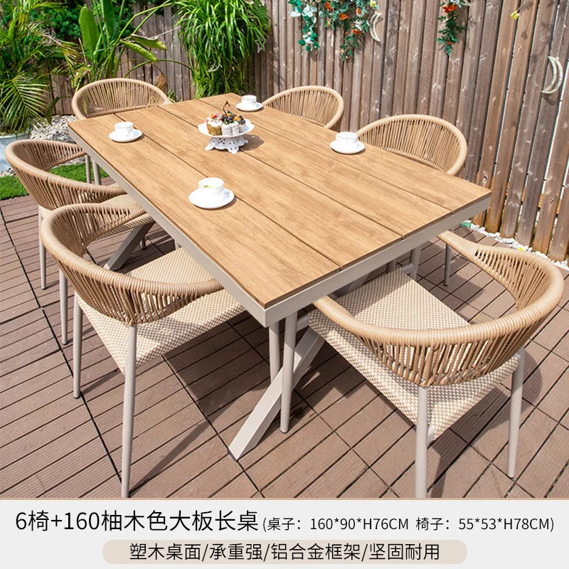 Outdoor table and chair courtyard villa leisure open-air balcony rattan chair Internet celebrity waterproof sunscreen garden