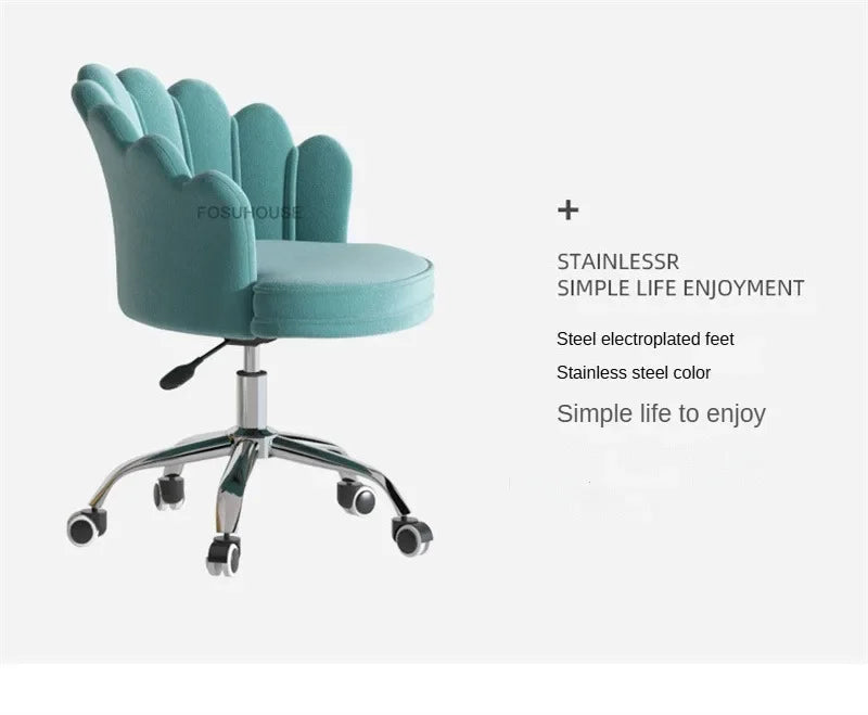 Creative Simple Fabric Petal Office Chairs Household Bedroom Gaming Chairs Lift Backrest Computer Chair for Study Desk Chair WW