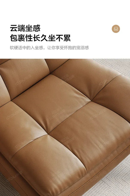 Genuine Leather Couch Single Minimalist Cream Style Living Room Small Apartment Bedroom Leisure Chair