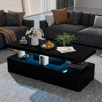 Modern LED Coffee Table, 40" Living Room Tables with 16 Colors LED Lights, Double-Layer Design, Stylish Coffee Tables